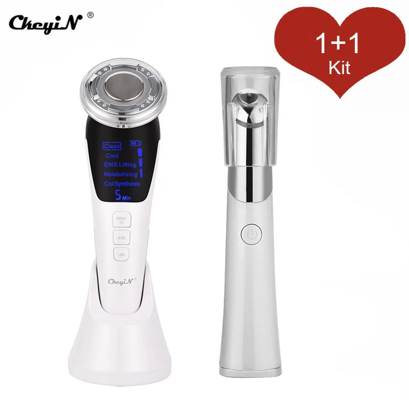 

Ultrasonic Iontophoresis RF Facial Microcurrent Cell Rejuvenation Beauty Instrument Red Blue Light Anti-aging Detoxification