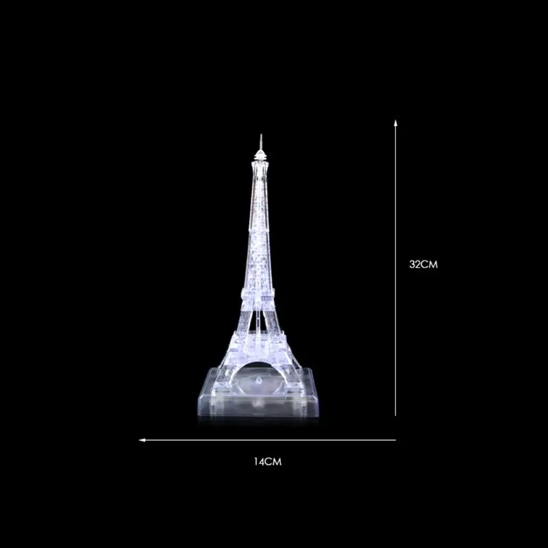 3D кристально чистый флэш музыка Эйфелева Башня головоломка Строительство Модель комплект развивающие игрушки подарок для детей Прямая поставка
