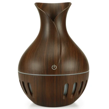 

Essential Humidifier Aroma Oil Diffuser Wood Grain Ultrasonic Wood Air Humidifier Usb Cool Mini Mist Maker Led Lights Home Car 1