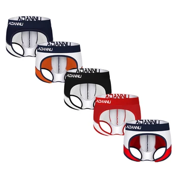 

ADANNU 5Pcs/lot sexy low waist beautiful hip tight Jockstrap T pants high fork seamless underwear Cotton thong AD161