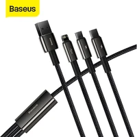Baseus 3 em 1 usb tipo c cabo para iphone 12 pro mini max cabo de carregamento rápido ou samsung s20 xiaomi micro usb c cabo