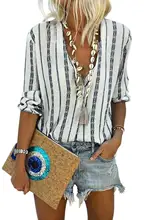 Women Stripe Loose Blouse Spring Summer Lapel Full Sleeve Shirts Female Casual Blouses 4 Colors Button Up Blusas Fashion Tops Women Stripe Loose Blouse Spring Summer Lapel Full Sleeve Shirts Female Casual Blouses 4 Colors Button Up Blusas Fashion Tops