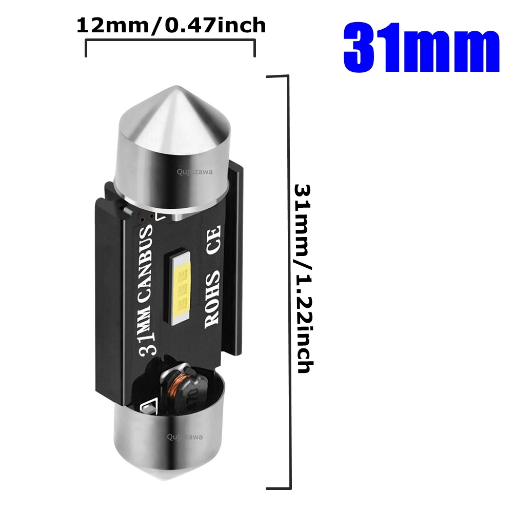 Гирлянда 31 мм 36 мм 39 мм 41 мм светодиодный светильник C5W C10W супер яркий CSP светодиодный автомобильный купольный светильник Авто интерьерная лампа для чтения номерной знак светильник - Испускаемый цвет: 31mm  White