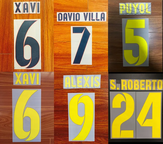 2012 2013 сезон 6 XAVI 7 David Villa 8. Иньеста 9 ALEXIS 14 Маскерано 24 S. ROBERTO печать nameset футбольная нашивка значки