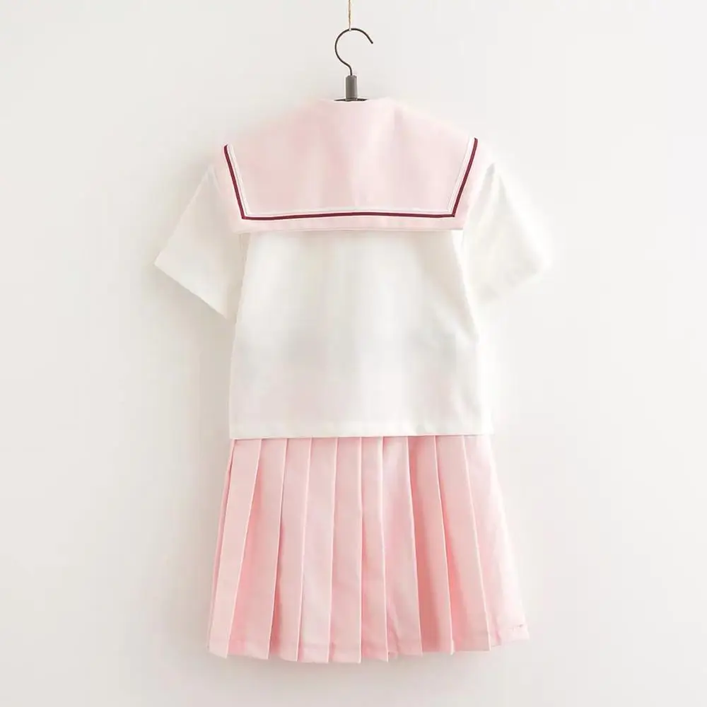 Sakura light pink Japanese school uniform skirt JK uniform Class uniforms Sailor suit College wind Suit Female Students uniforms 3