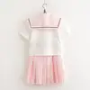 Sakura light pink Japanese school uniform skirt JK uniform Class uniforms Sailor suit College wind Suit Female Students uniforms 3
