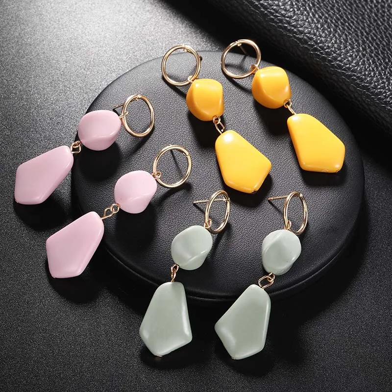 

Simple Korean Style Female Cute Sweet Earrings For Women Acrylic Resin Earring Geometric Drop Dangle Earrings Party Brincos