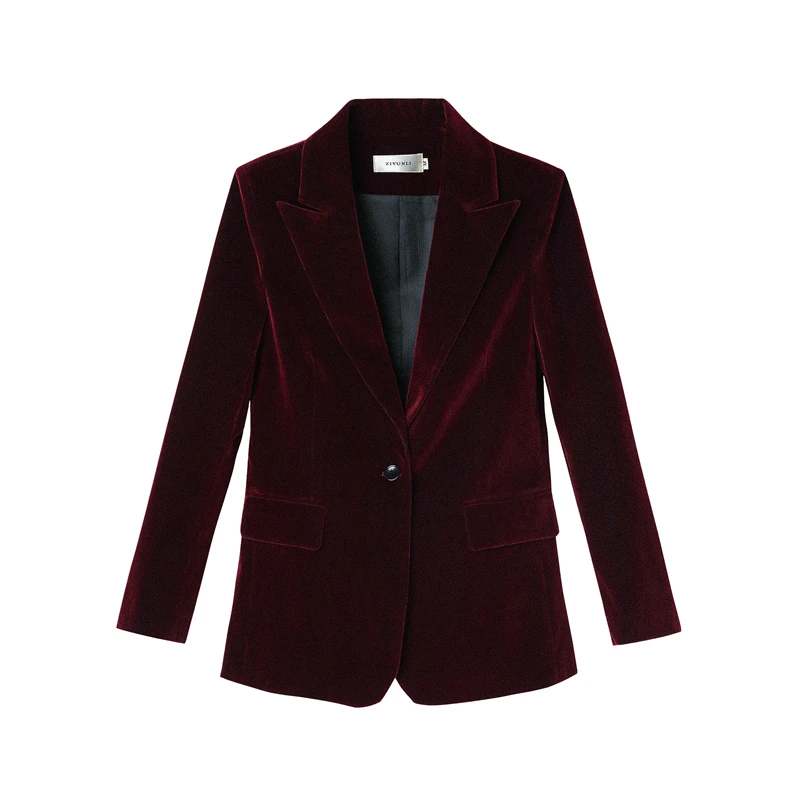 Женский костюм, куртка, красное вино, бархат, маленький костюм, женский, Повседневный, дикий, Саморазвитие, темперамент, для путешествий, ретро, костюм, куртка