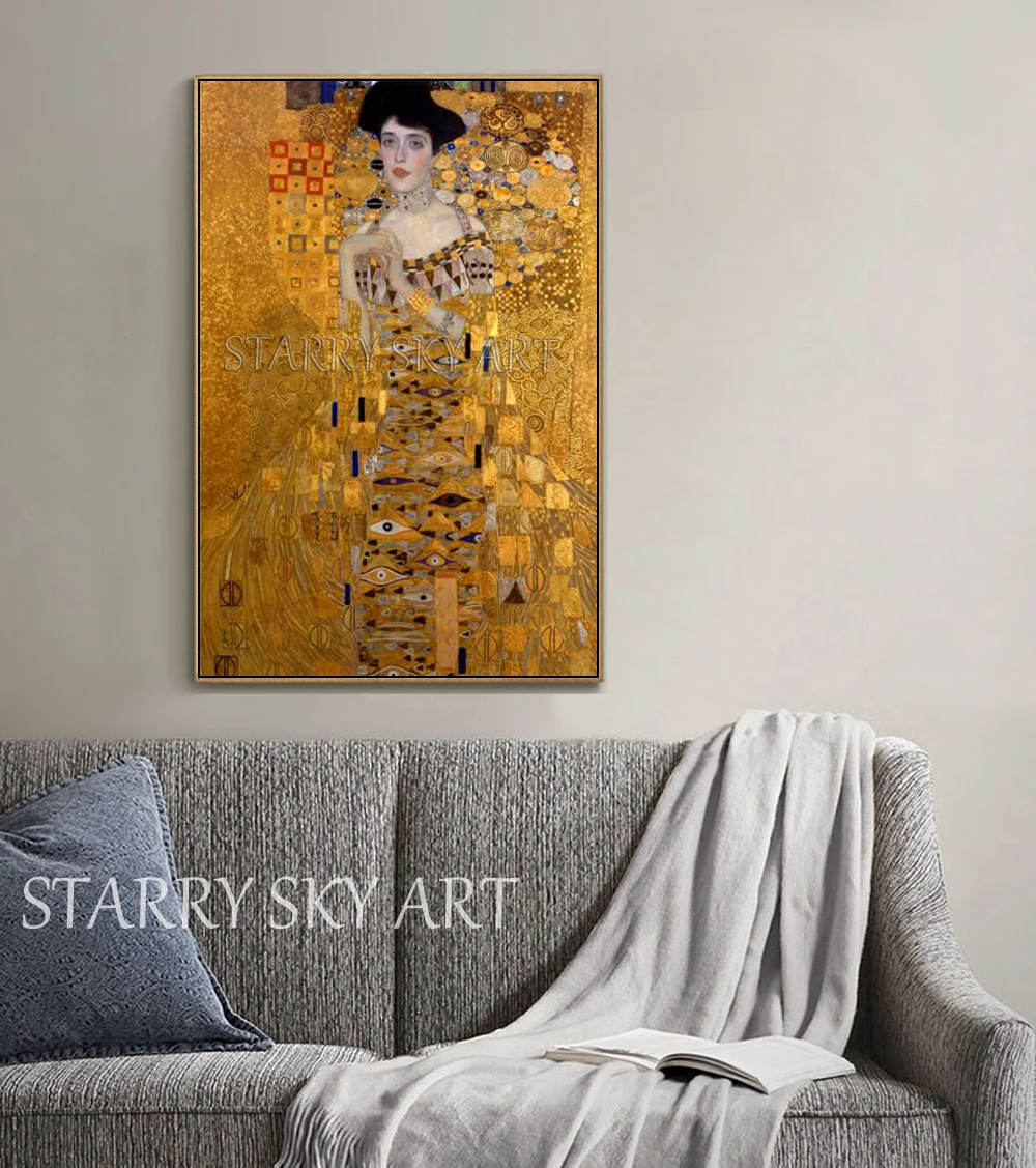 Reproduction Portrait Of Adele Bloch Canvas Painting By Gustav Klimt Reproduction Wall Art Picture Adele Portrait Oil Painting