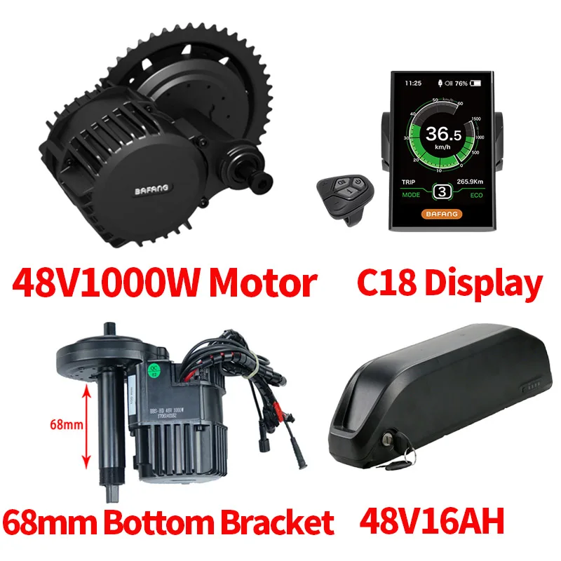 1000W 48V16C18 68 Bafang BBS03B BBSHD 48 в 1000 Вт Mid Мотор привода Conversie комплект с Батарея 48V 13AH 52V17. 5AH 8fun Батарея для е-байка конверсионный набор - Цвет: 1000W 48V16C18 68