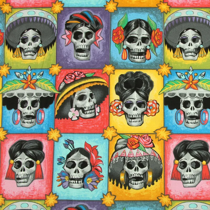 45X110 см Корейская импортная хлопковая ткань с принтом черепа и розы для девочек, домашняя сумка, чехол для подушки, Sewing-BK653