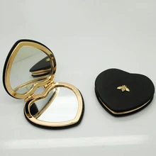 Mini espelho compacto de maquiagem, espelho portátil de bolso de dupla face dobrável
