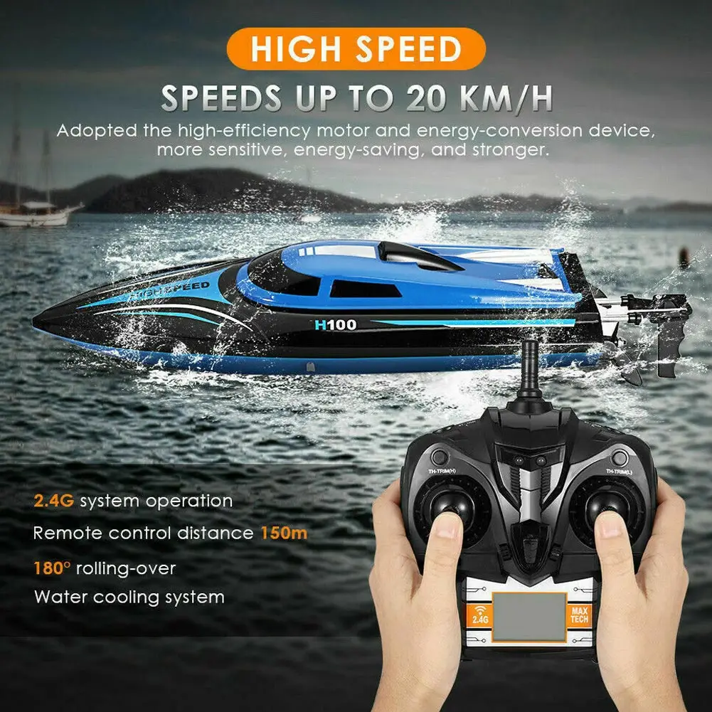 Portable High Speed RC Boat 2.4GHz 4 Channel 30km/h Racing Toys Children Kids Fashion Gift For Outdoor Pool Lake River