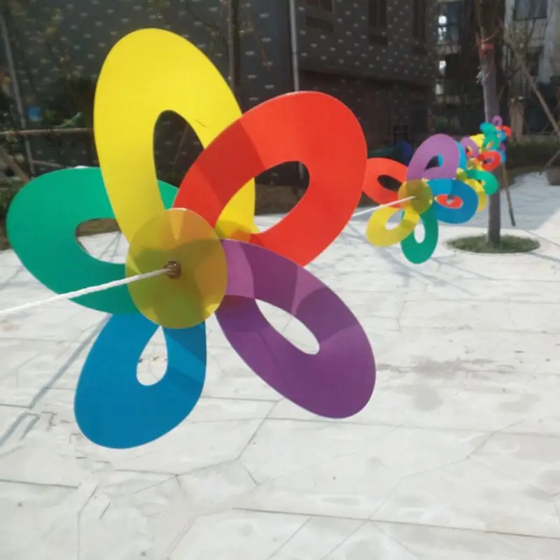 Five-leaf Plastic Windmill String Rope Kindergarten Scenic Outdoor Hanging Decoration Waterproof Pinwheel Children Kids Toys