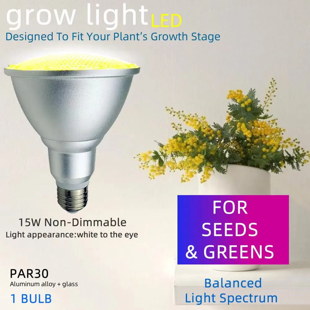 

E27 Par30 Bulb Full Spectrum Grow Light Growth Lamp for Hydroponics Plant - 15W