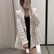 Veste de costume à Double boutonnage pour femmes, nouveau petit parfum, Style Texture, décontracté, à manches longues, à revers, à la mode, automne 2021 