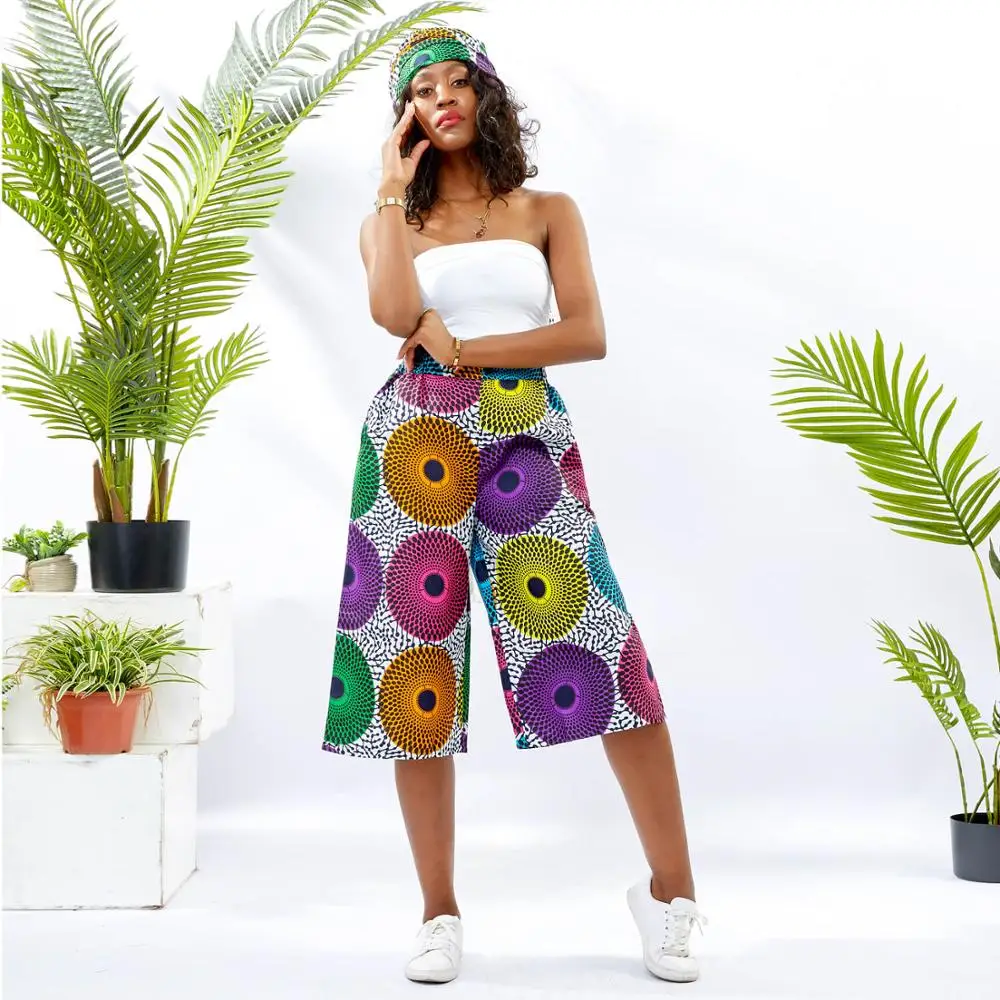 African wide-leg pant 2020 News Ladies pant Dashiki Print Trousers Wide Legs Bazin Female High Waist Pants Ankara print pants