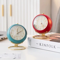 European Alarm Clock Bedside Desk Clock Silent Quartz Clock Desk Clock Portable Alarm Clock Bedside for Home Kids Bedroom Decor