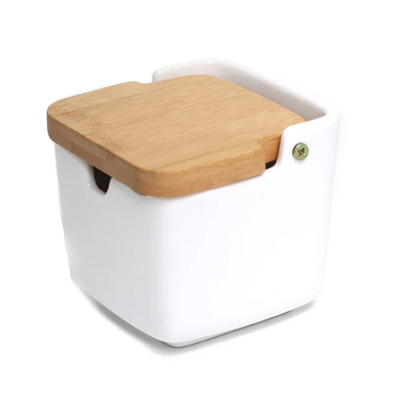 Кухонная стойка для специй, керамическая Солонка и перца, банка для сахара, Бамбуковая деревянная банка для специй WJ10124