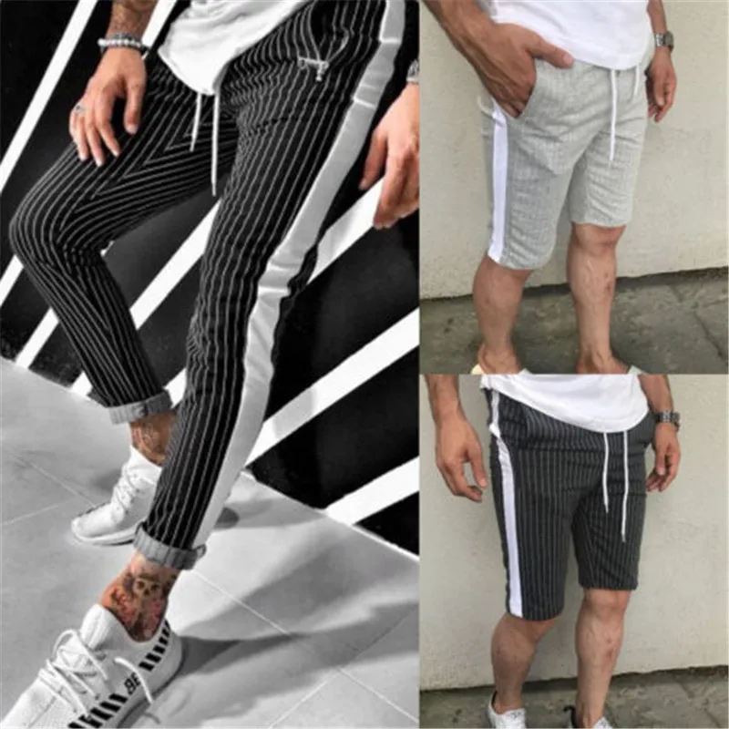 

Workout Jogging Pants Men Striped Sport Sweatpants short ang long pants Men Fitness Joggers Bodybuilding Crossfit Trousers Pants