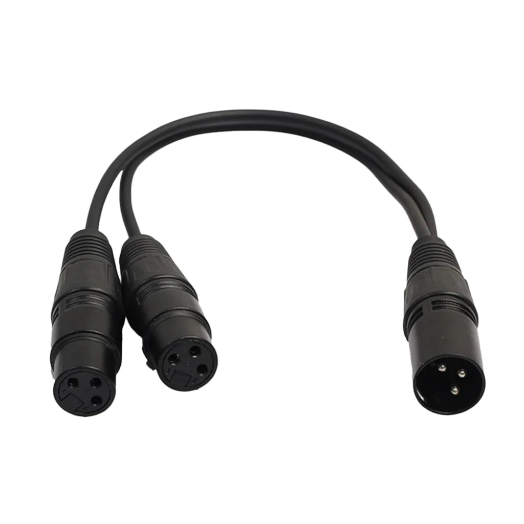 3-Pin XLR Female to 2 Dual Male Plug Y Splitter Cable Wire 20cm for Microphone Mic Connection