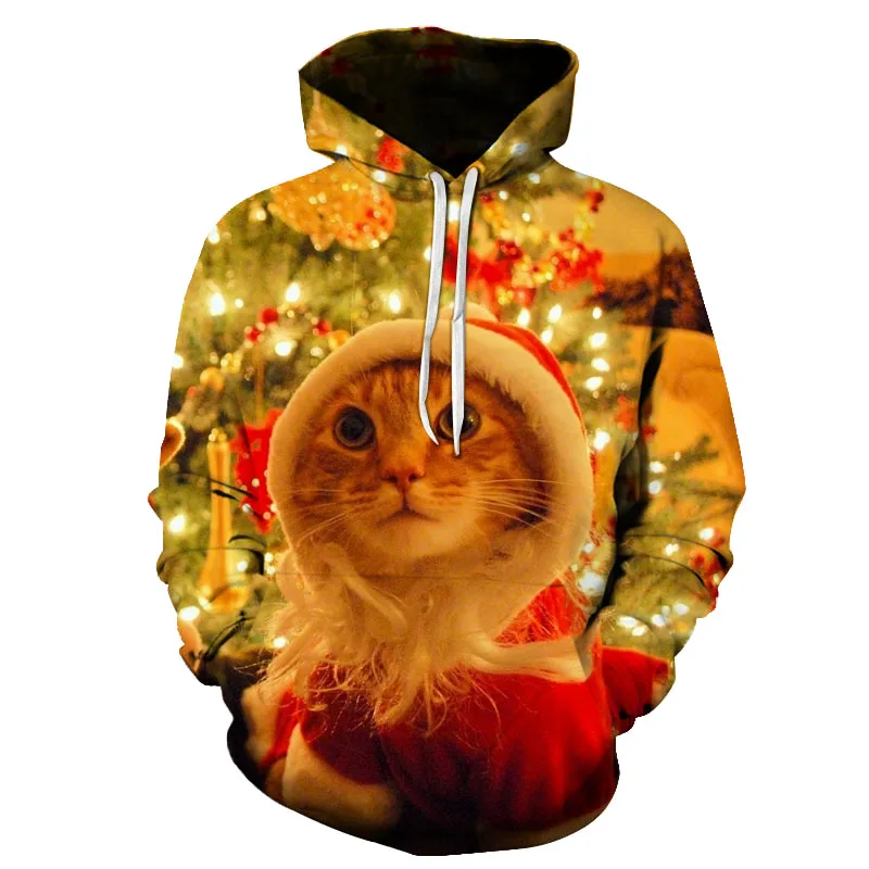 Hoodie Christmas Hooded Print Hoodie Sweatshirt Ms. Men's Pullover Hoodie Couple Christmas Gift Hip hop Men and Women Sweatshirt