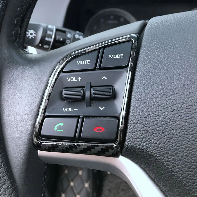 2 шт. для hyundai Tucson- рулевое колесо украшение для рамки настоящая наклейка из углеродного волокна