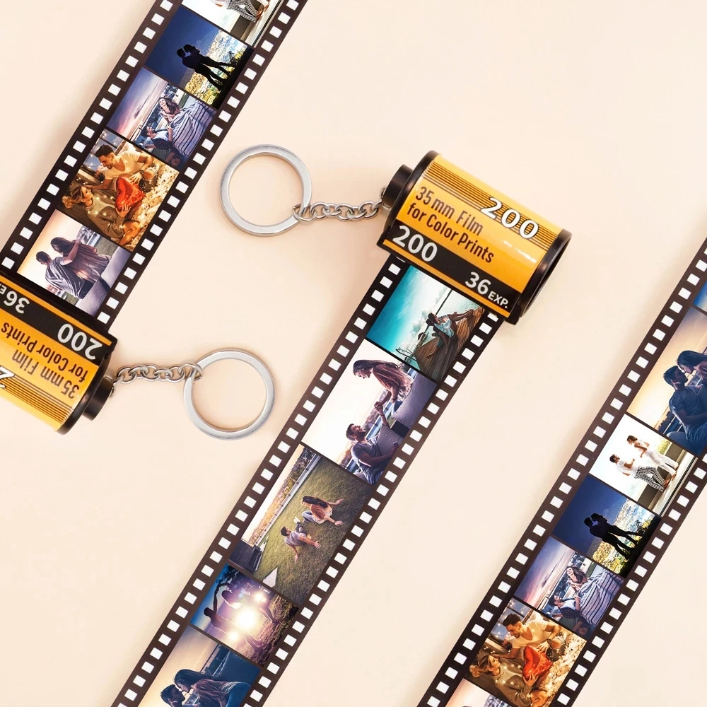 Customized 15 Photo Memory Gifts Keychain Custom Roll Film Album Keyring DIY Personalized Keychains Couple | Украшения и