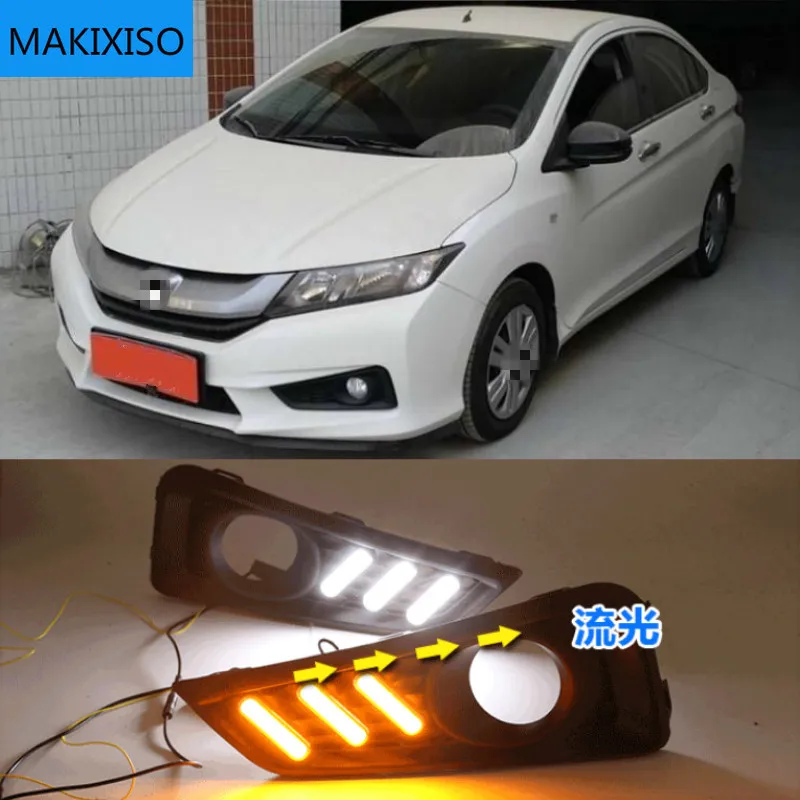 

1set For Honda City 2015 2016 DRL Daytime Running Light DRL with Turn signal fog lamp Relay Daylight car styling