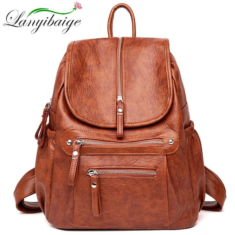 Mochilas de cuero para bolso de de alta calidad, vintage, mochila de viaje personas, escuela| | - AliExpress