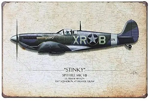 Stinky Spitfire Mk Vb самолет истребитель Ретро винтажный Декор металлические жестяные знаки металлическая живопись жестяная вывеска настенная декоративная доска ретро