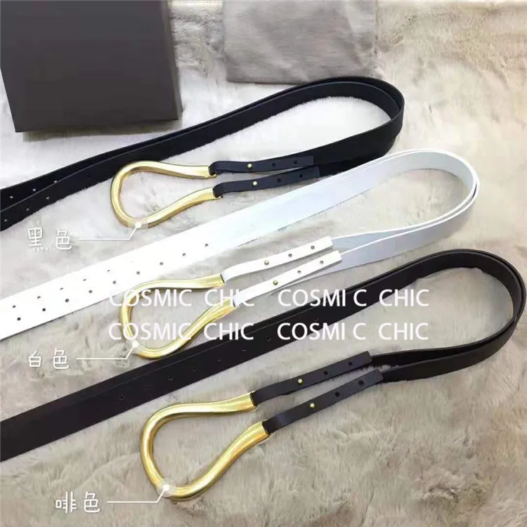 Cosmicchic Top Quality Leather Belts For Women Fashion Week Big Irregular Metal Buckle Fashion Luxury Designer Double Waist Belt