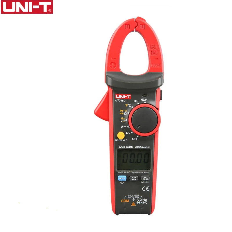 

UNI-T UT216C/216D 600A Digital Clamp Meters NCV V.F.C Diode LCD Display Work Light Temperature Test AC DC Auto Range Multimeters