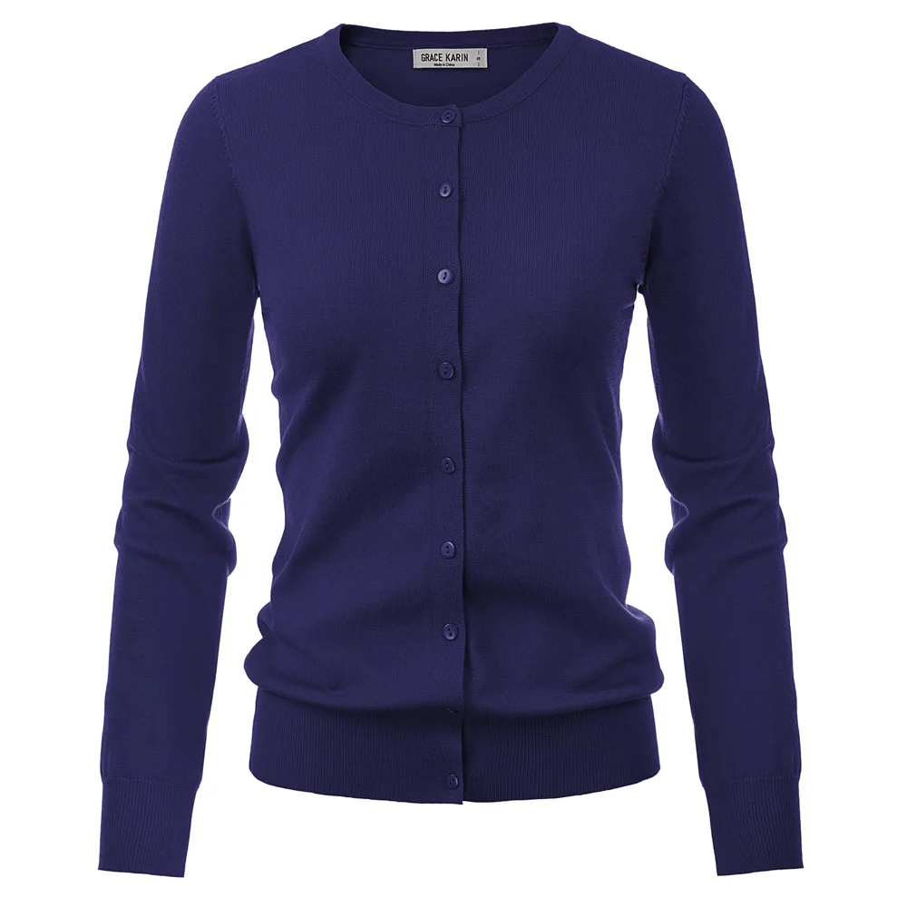 New solid soft coat Women spring fall ladies female Long Sleeve Crew Neck Button Placket Knitwear Knitt