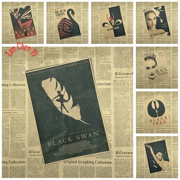 

Vintage Movie Kraft Paper Poster Black Swan Creative Printing wallpaper Cafe Decorative Painting