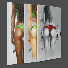 Arthyx ציורי יד צבוע כדורגל בנות שמן ציור גביע העולם דקורטיבי קיר אמנות תמונות לסלון חדר עיצוב הבית(China)