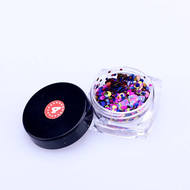 Manicure 12 Color  Flat Dot shape Sequins Paillettes Laser Mixed Round Sequin Metal For Nails Texture Size Mixed Nail Decoration