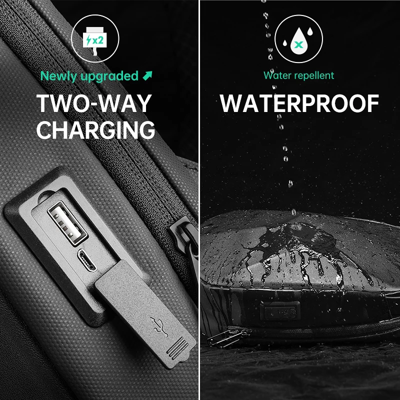 MARK RYDEN 9.7 Inch Ipad Men Shoulder Bag Black Anti-theft Water-repellent Male Crossbody Bag Short Trip Sling Bag USB Charging