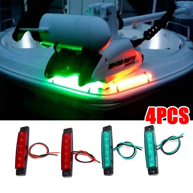 4pcs LED Long Strip Side Lights Waterproof Boat Navigation Port and