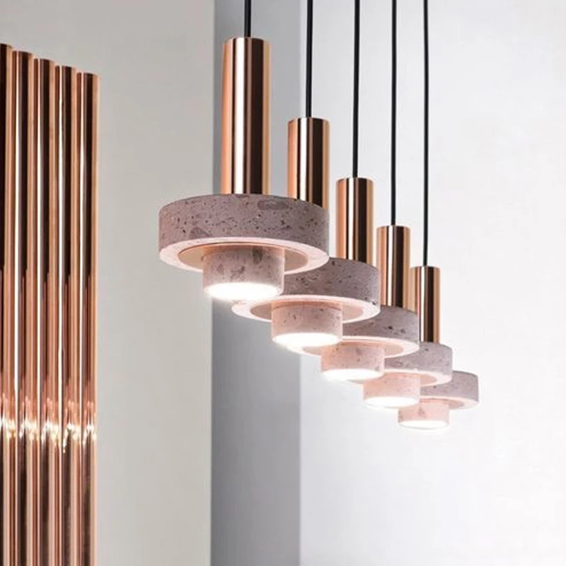 LED Terrazzo Pendant Light Nordic Aluminum Lamp Living Room Bedside Bedroom Restaurant Counter Hotel Villa Bar Hanging Lighting
