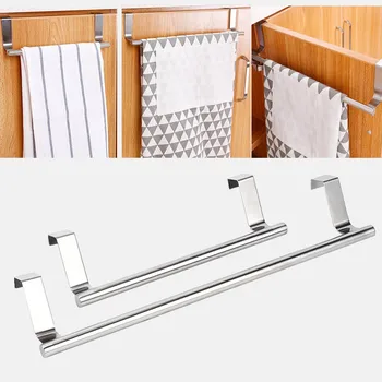 

2 Size Towel Racks Over Door Towel Rack Bar Hanging Holder Bathroom Kitchen Cabinet Shelf Rack Home Organizer Long Wall Hook