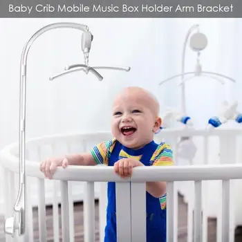

34 Inch Crib Moving Bed Mobile Music Box Rattle Bracket Set ABS Plastic Toys Triangle Arm Music Box Holder Toy