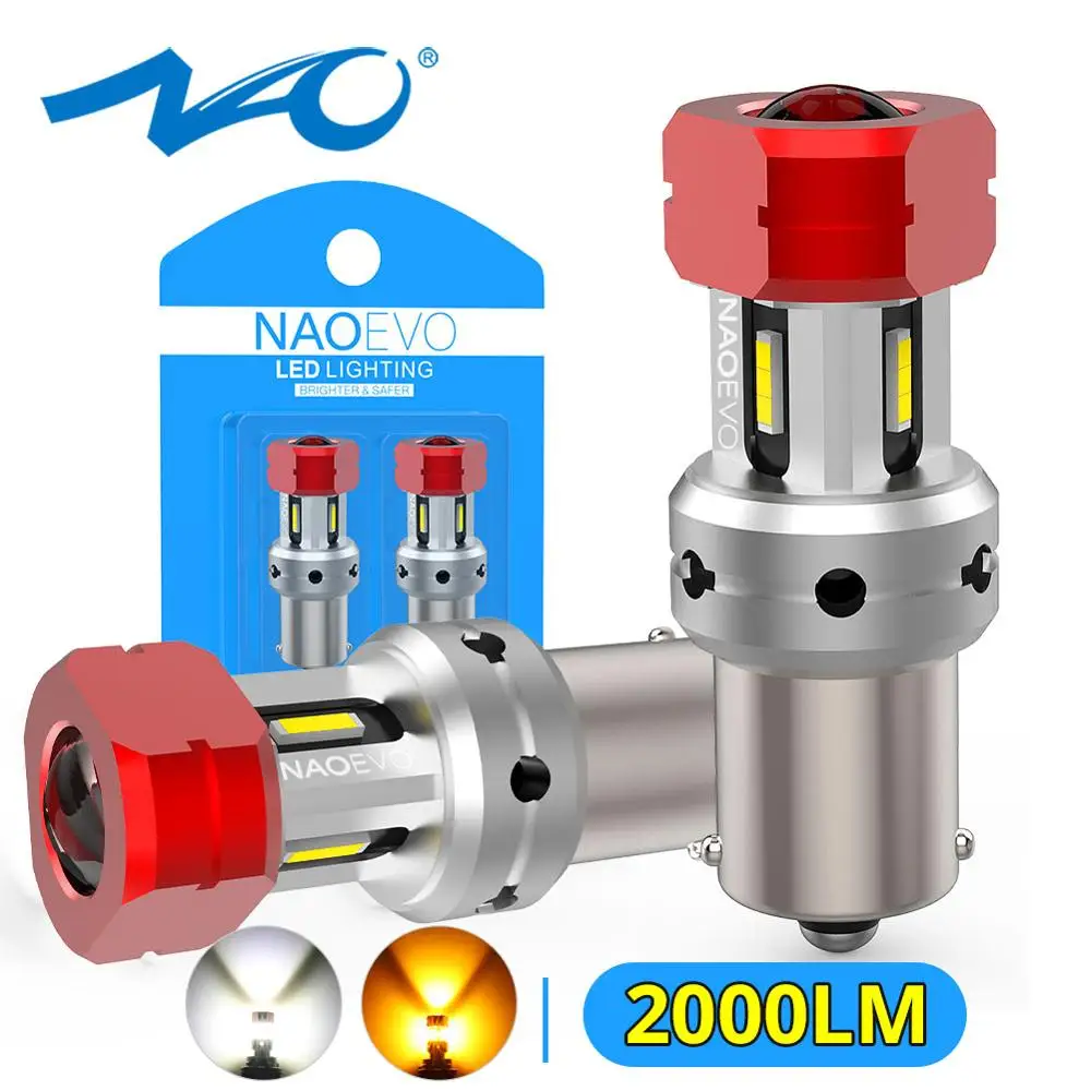 NAO P21W светодиодный T20 W16W 2000Lm BA15S 1156 PY21W 8W 7443 для LADA Dimension светильник P21/5W 1157 T15 BAY15D 12V