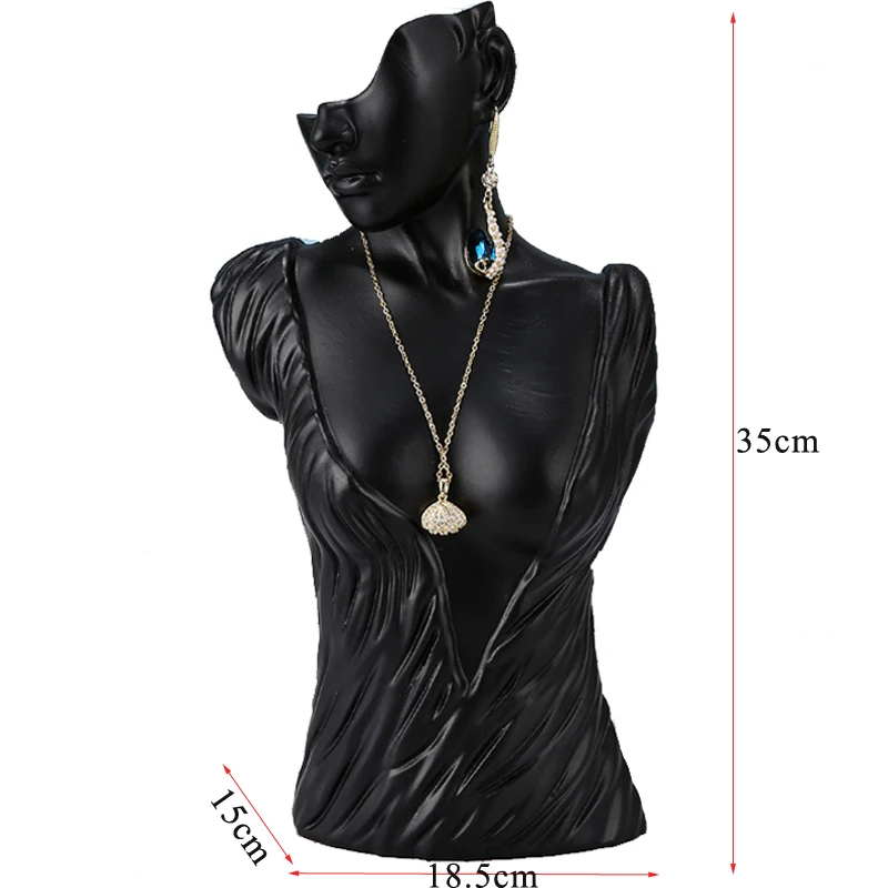 Top Selling Mannequin Resin Necklace Pendant Earrings Jewelry Display Black Stand Holder Bangle Watch Jewelry Storage