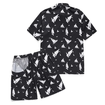 

New beach pants suit summer small sailing graphic digital printing loose casual five-point shorts men