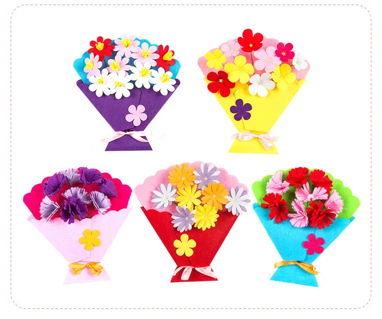 MOTHER'S Day Handmade Non-woven Bouquet Children Kindergarten DIY for Making Educational Parent And Child Material Box