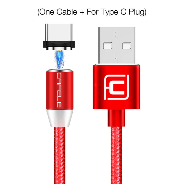 Магнитный USB кабель для iPhone 11 XR зарядное устройство магнитный светодиодный usb-кабель для iPhone Xiaomi samsung - Цвет: Red for Type C