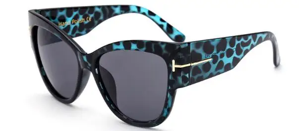 Блестящие черные женские негабаритные солнцезащитные очки Cateye, роскошный дизайн, оттенков, буквы т, винтажные Ретро Очки 90 s, женские UV400 - Цвет линз: C3 blue leopard