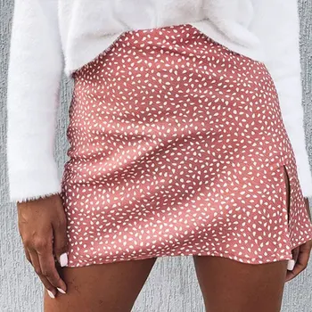 

Summer Woman Party Short Skirts Daisy Print High Waist Split Mini Skirts Lady 2020 Casual Fashion Soft Bottoms Female ropa mujer
