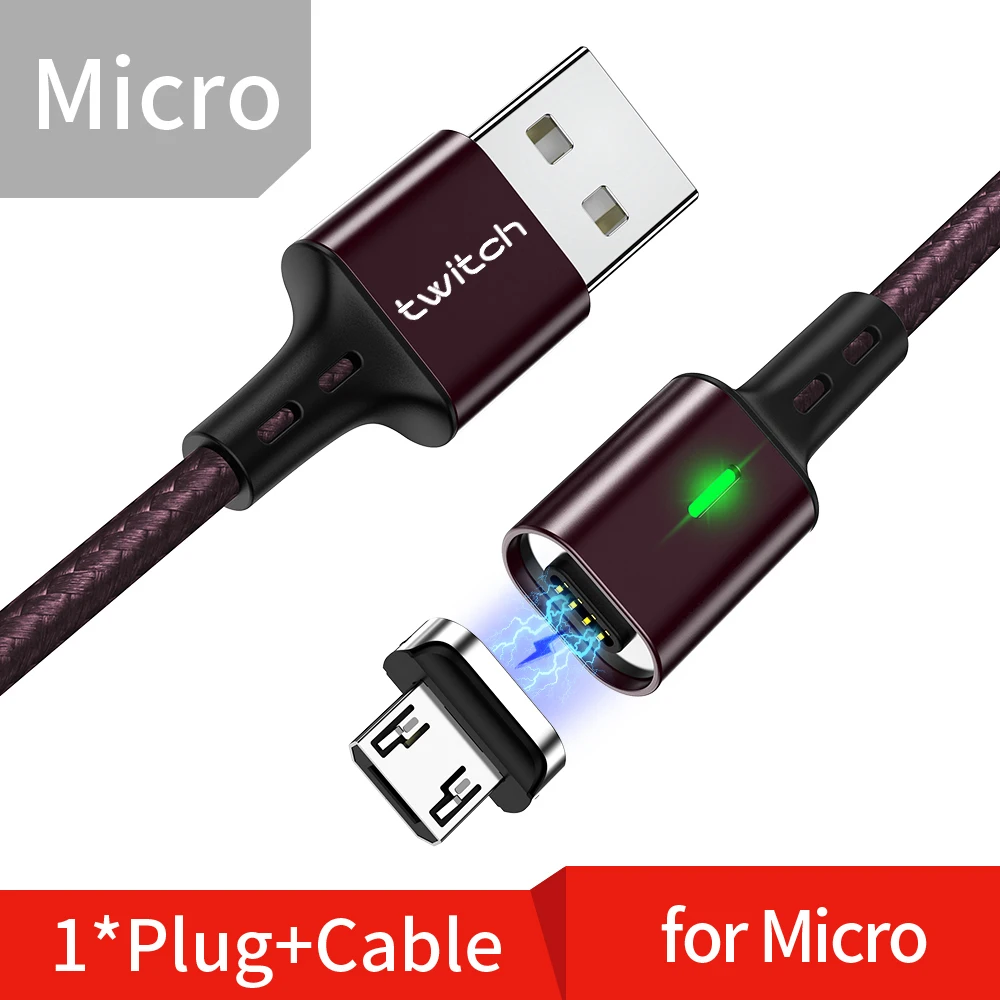Магнитный кабель Twitch T03 Micro usb type C Магнитный usb-кабель для зарядки Microusb type-C Магнитный зарядный провод Usb c для iphone 11 - Цвет: Red Micro Cable